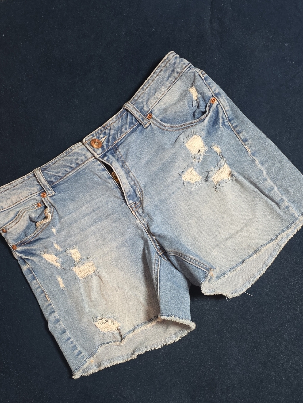 Maurices Light Blue Distressed Denim Shorts